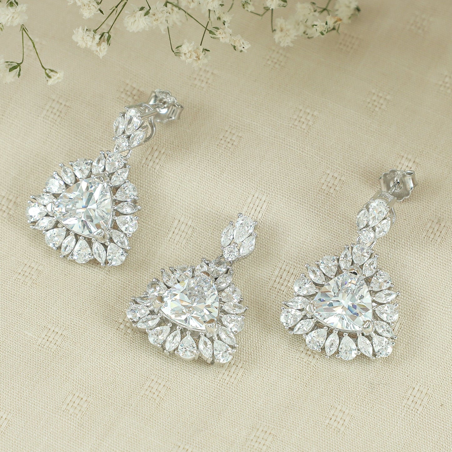 Aashima Silver CZ Pendant Set