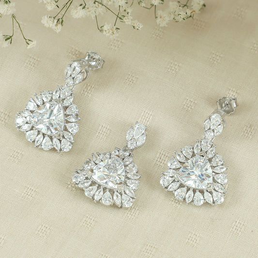 Aashima Silver CZ Pendant Set