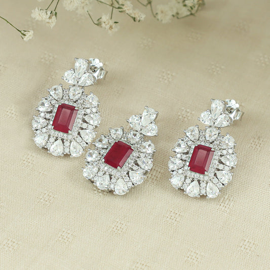 Diksha Silver CZ Pendant Set