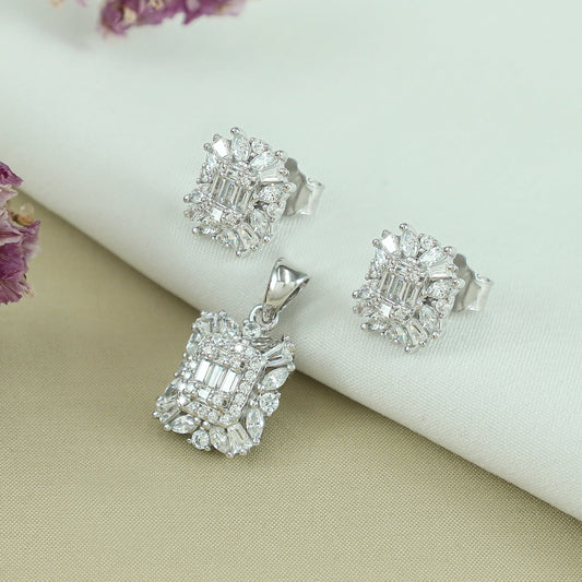 Shima Silver CZ Pendant Set