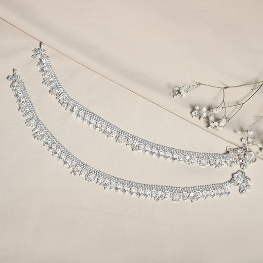 Purvi Fancy Silver Anklets