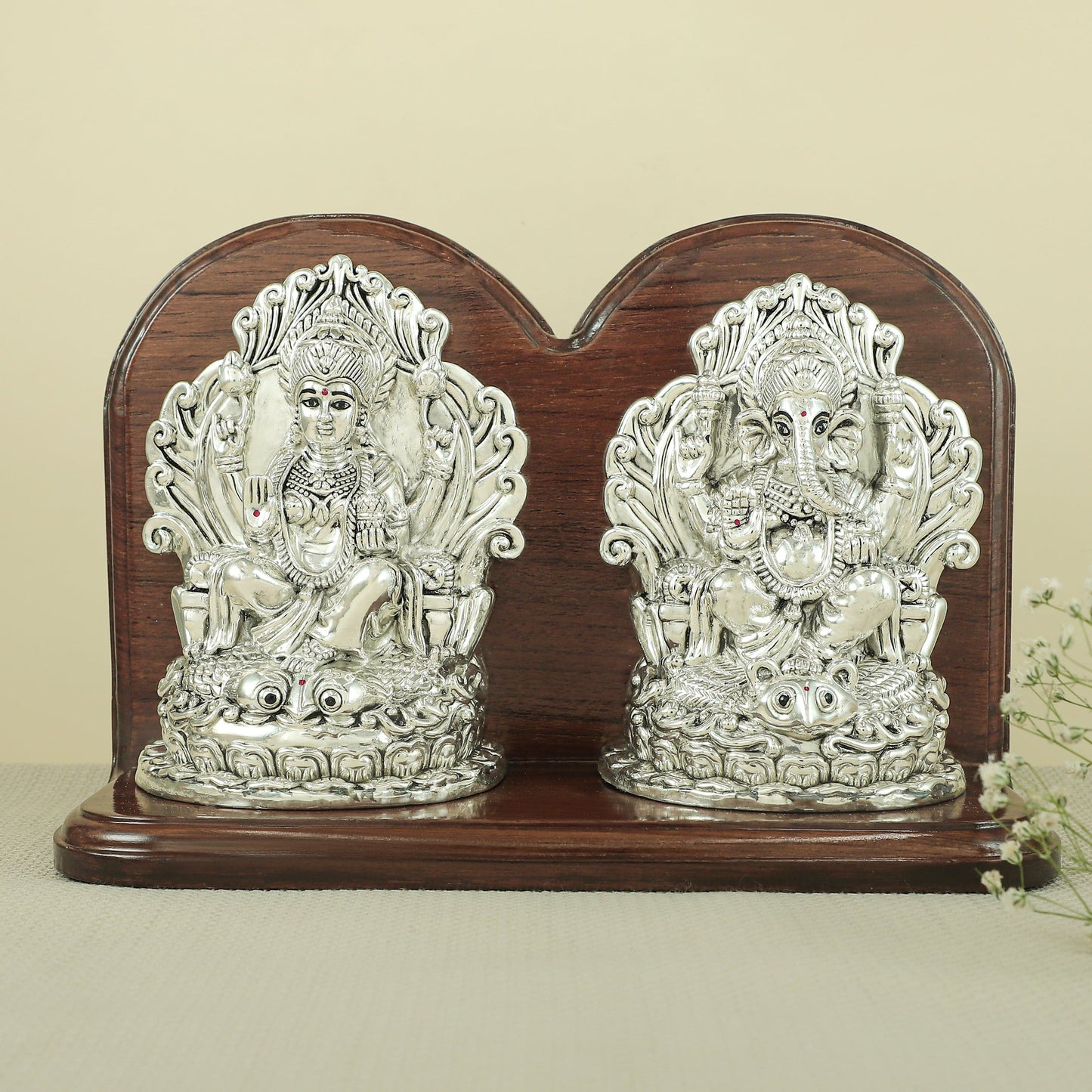 Beautiful Laxmi-Ganesh Silver Idol