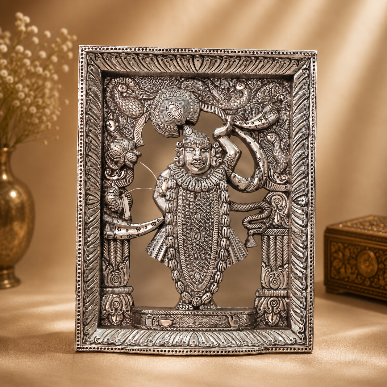 Beautiful Shree Nath Silver Idol