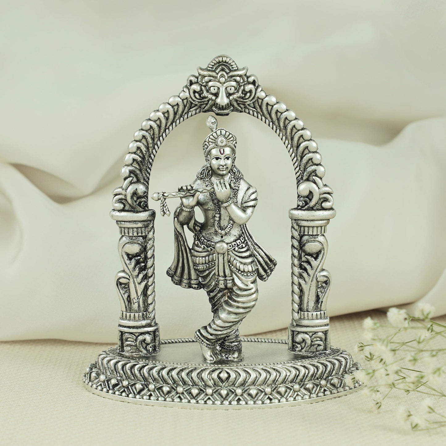 Beautiful Krishna Silver Idol