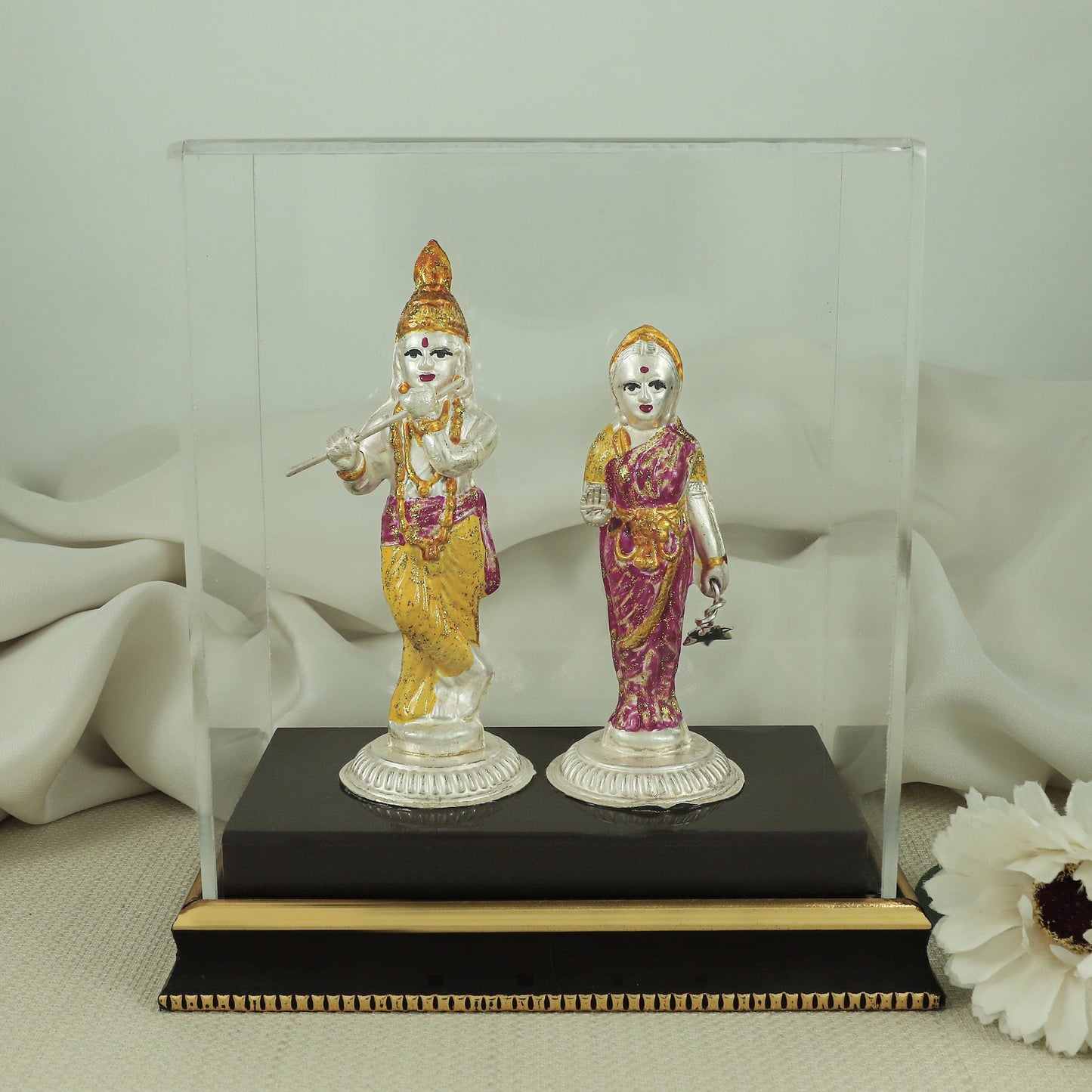 Classy Radha-Krishan Silver Idol