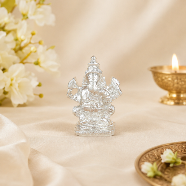 Gleaming Ganesha Silver Idol