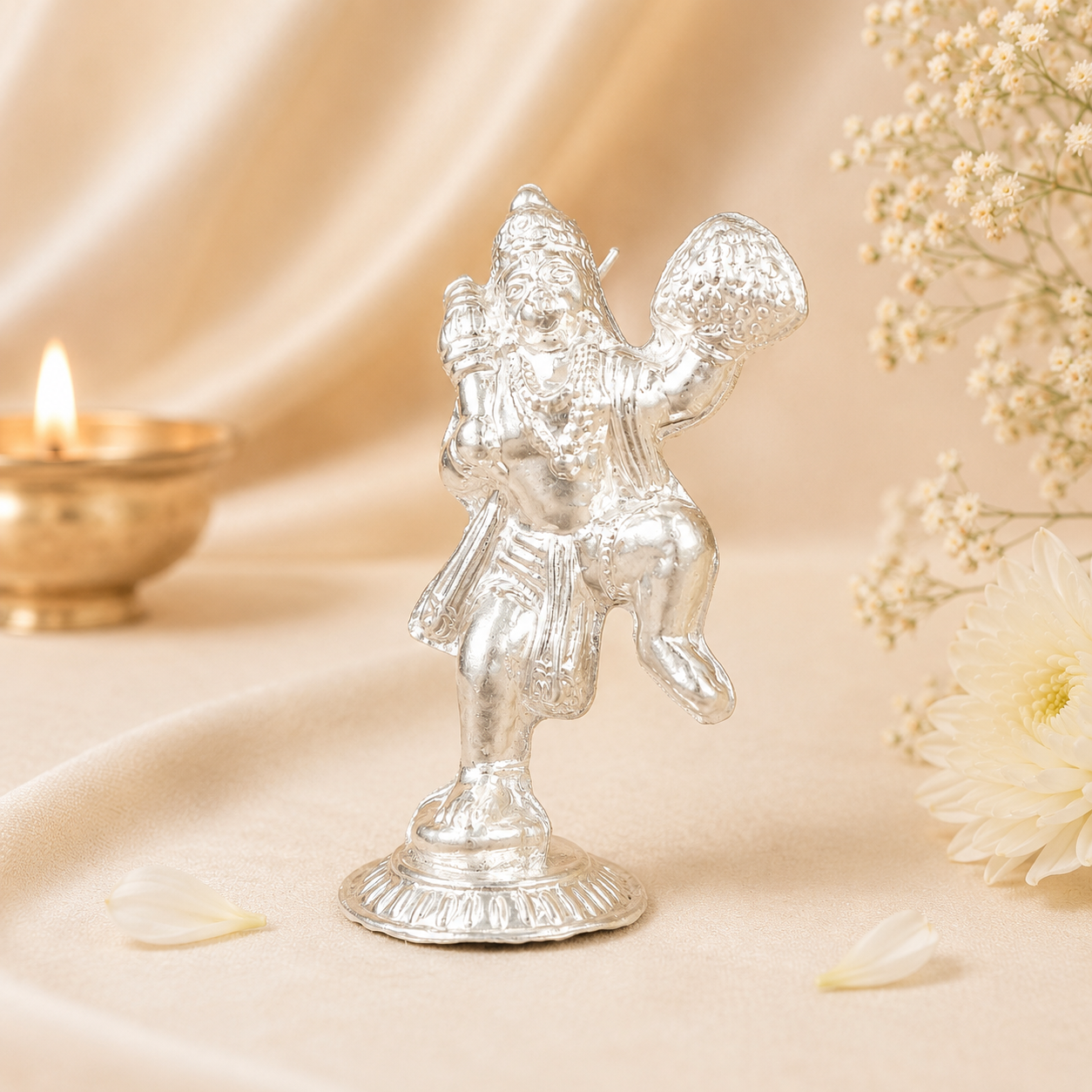 Powerful Bajrangi Silver Idol