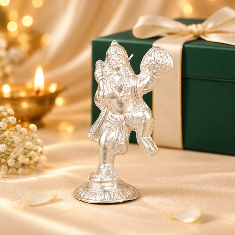 Powerful Bajrangi Silver Idol