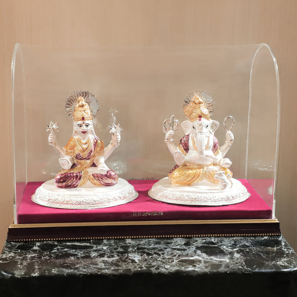 Dreamy Laxmi Ganesha Silver Idol