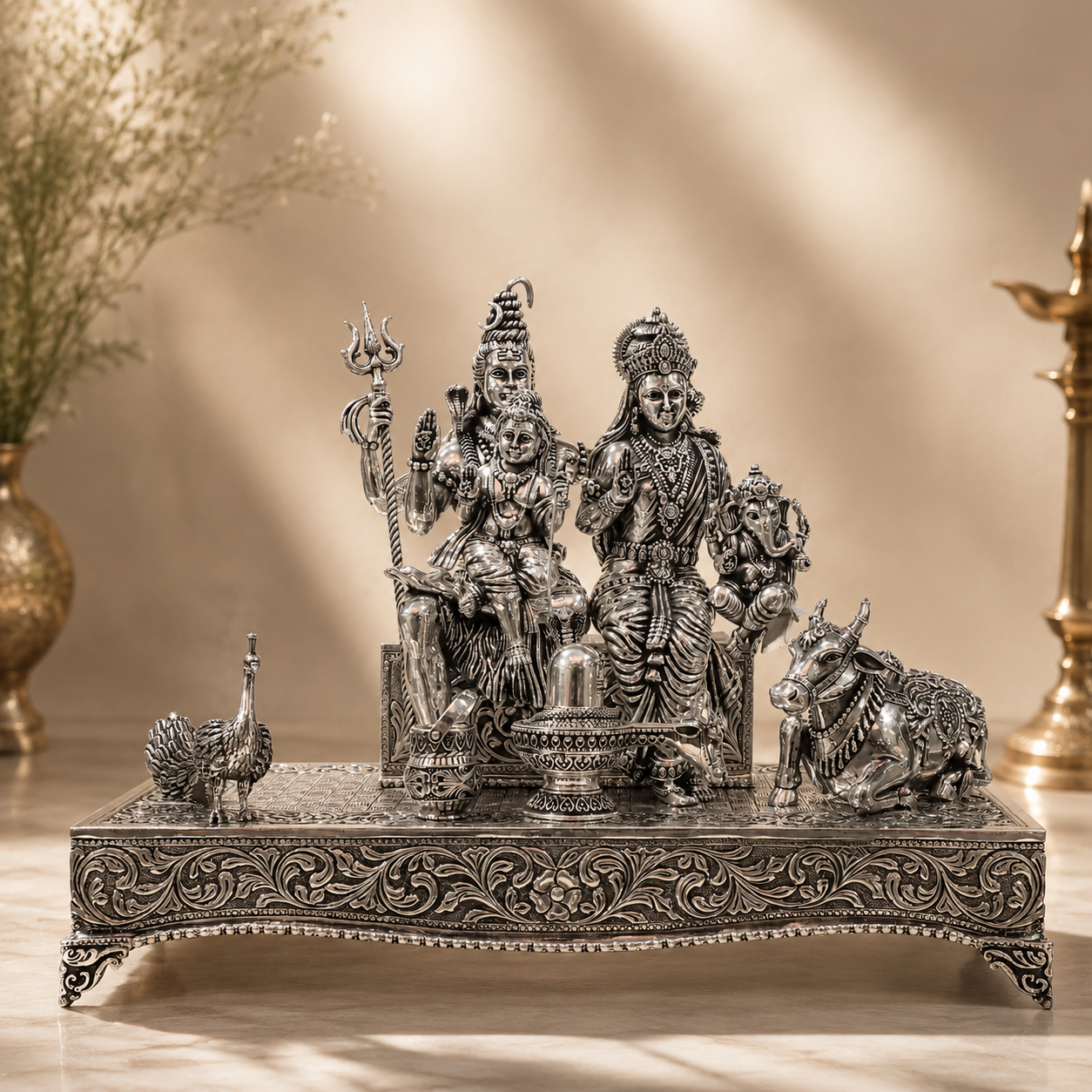 Ravishing Shiv Parivar Silver Idol