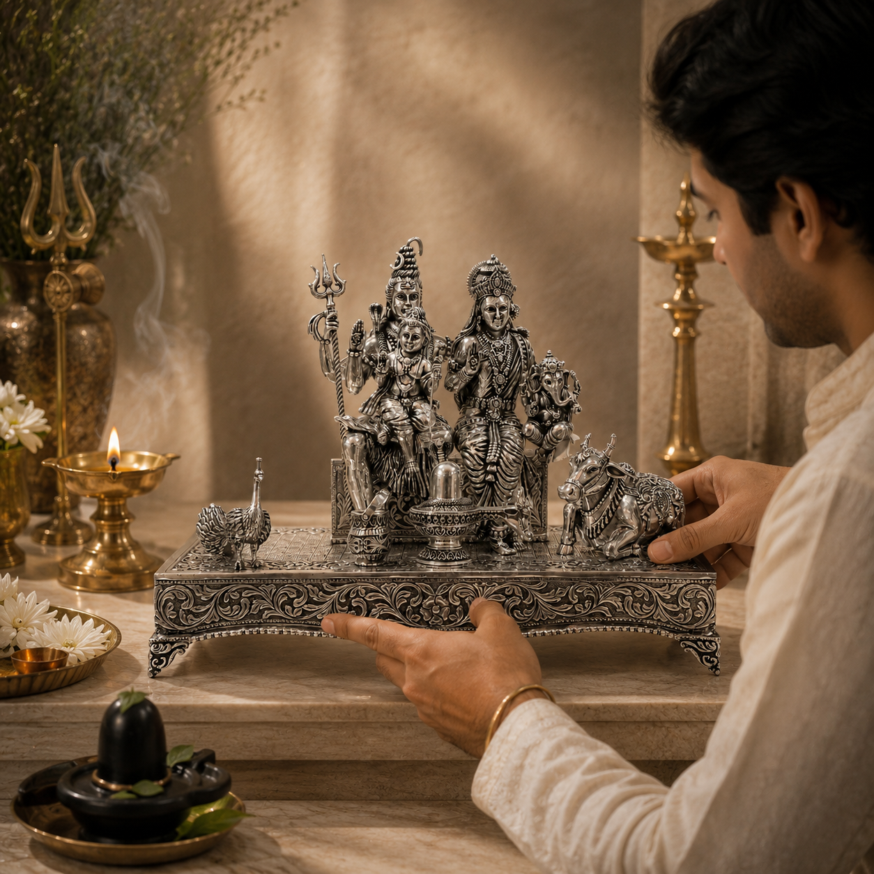 Ravishing Shiv Parivar Silver Idol