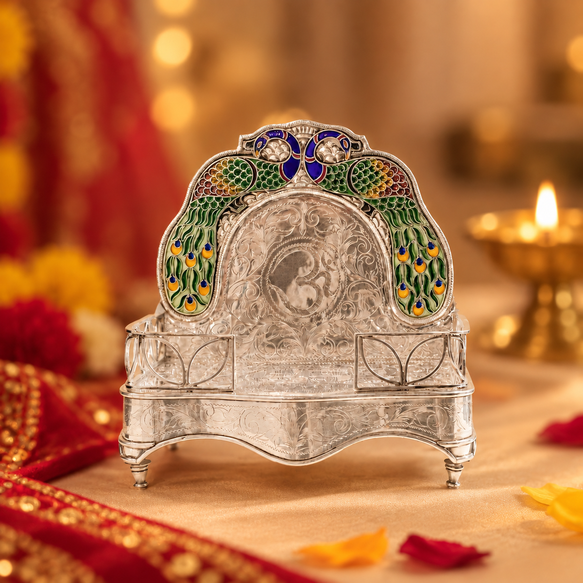 Ravishing Silver Singhasan