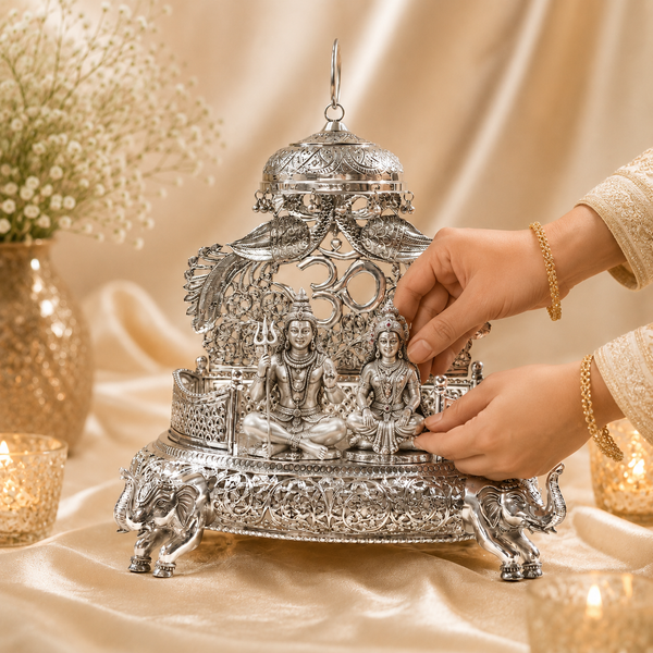 Regal Om Silver Singhasan