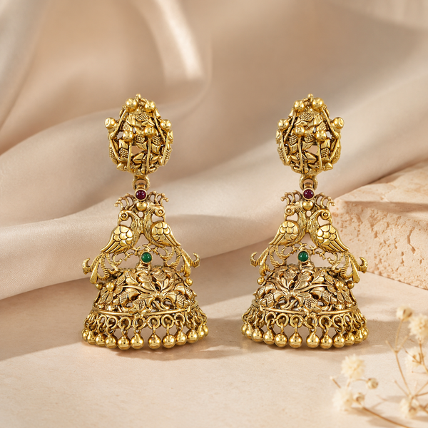 Mayurika Heritage Silver Jhumki