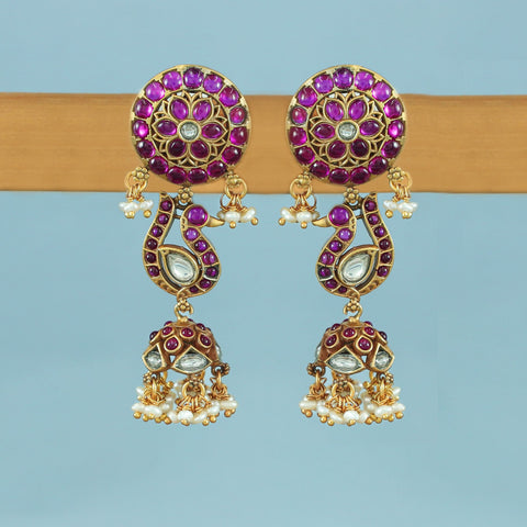 Aarya Peacock Inspired Silver Jhumki