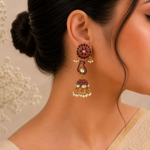Aarya Peacock Inspired Silver Jhumki