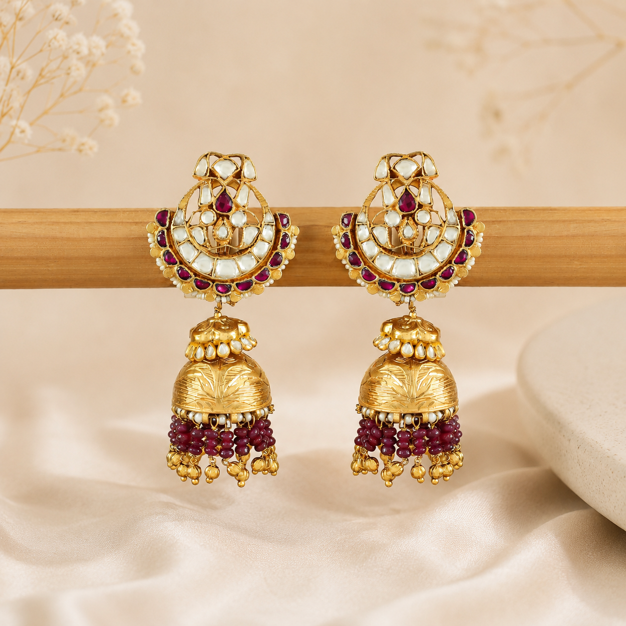 Aarvika Elegant Kundan Silver Jhumki