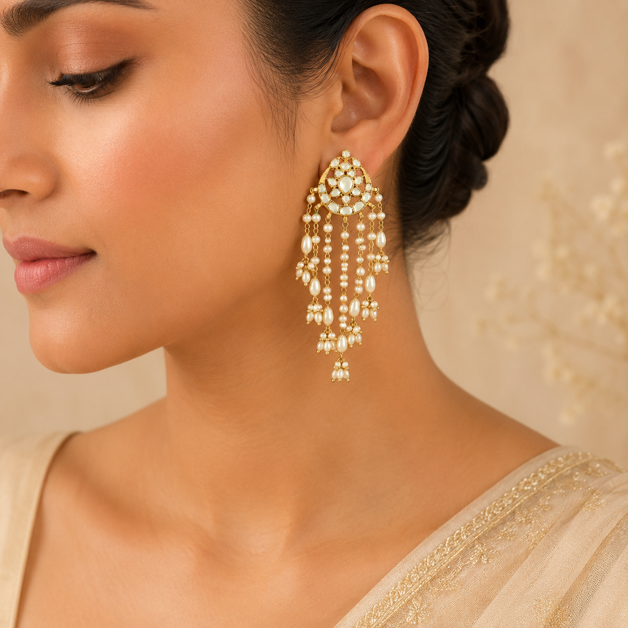 Nayantara Pearl Silver Earrings