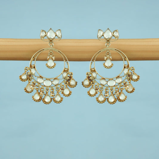 Prisha Gold Plated Kundan Silver Earrings