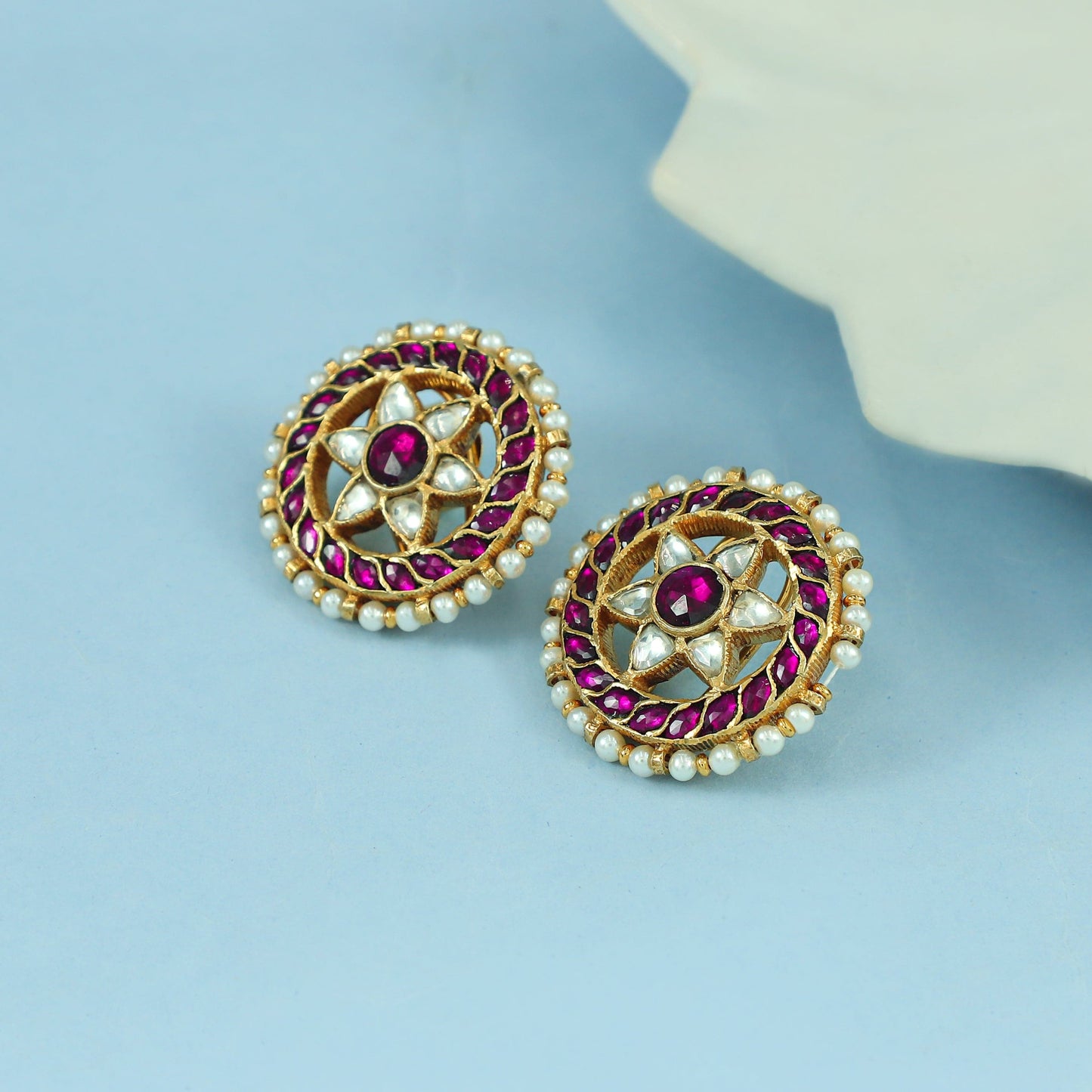 Anaira Red Gold Plated Silver Stud Earrings