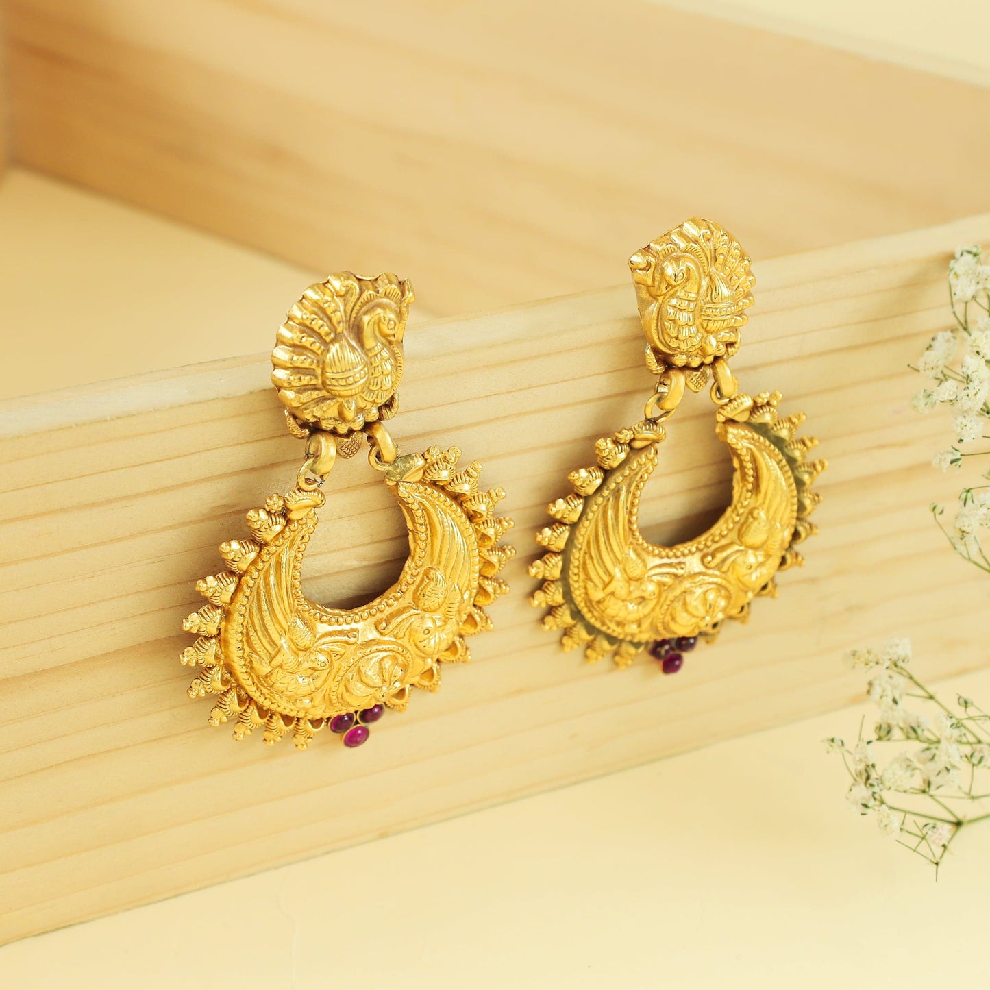 Netra Pink Gold Plated Silver Earrings