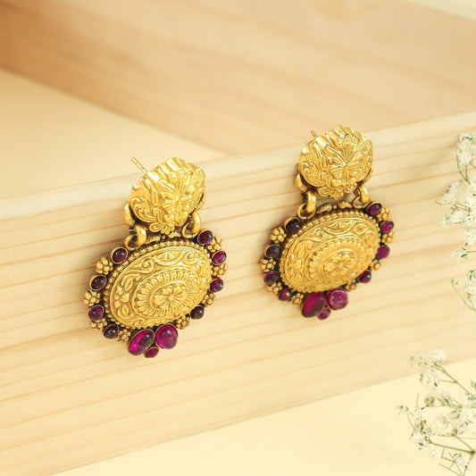 Shanvi Pink Gold Plated Silver Earrings