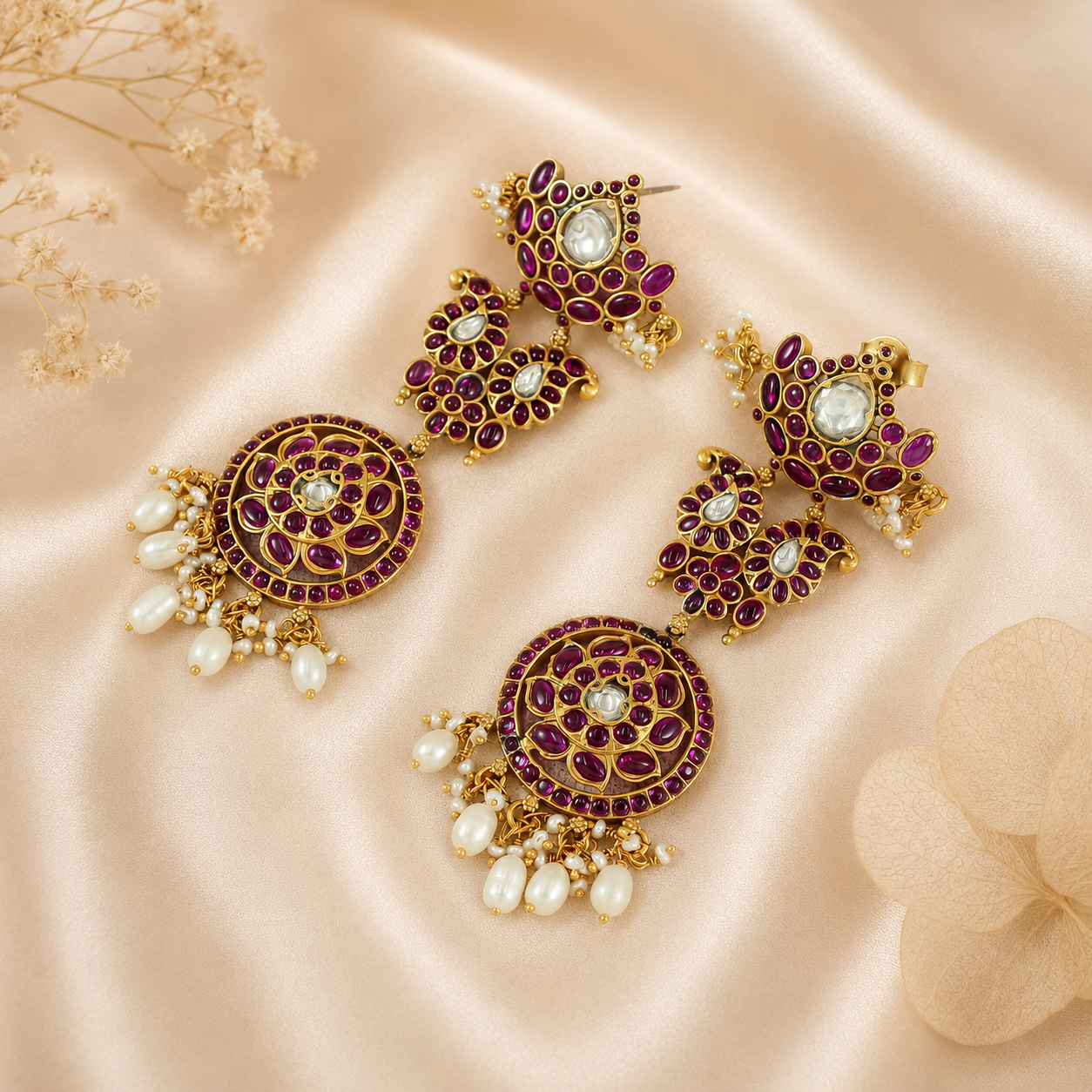Ruhaniya Floral Inspired Silver Earrings