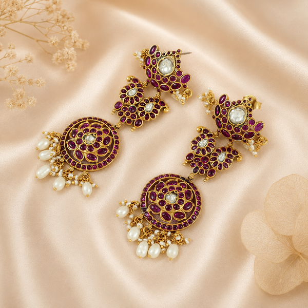 Ruhaniya Floral Inspired Silver Earrings