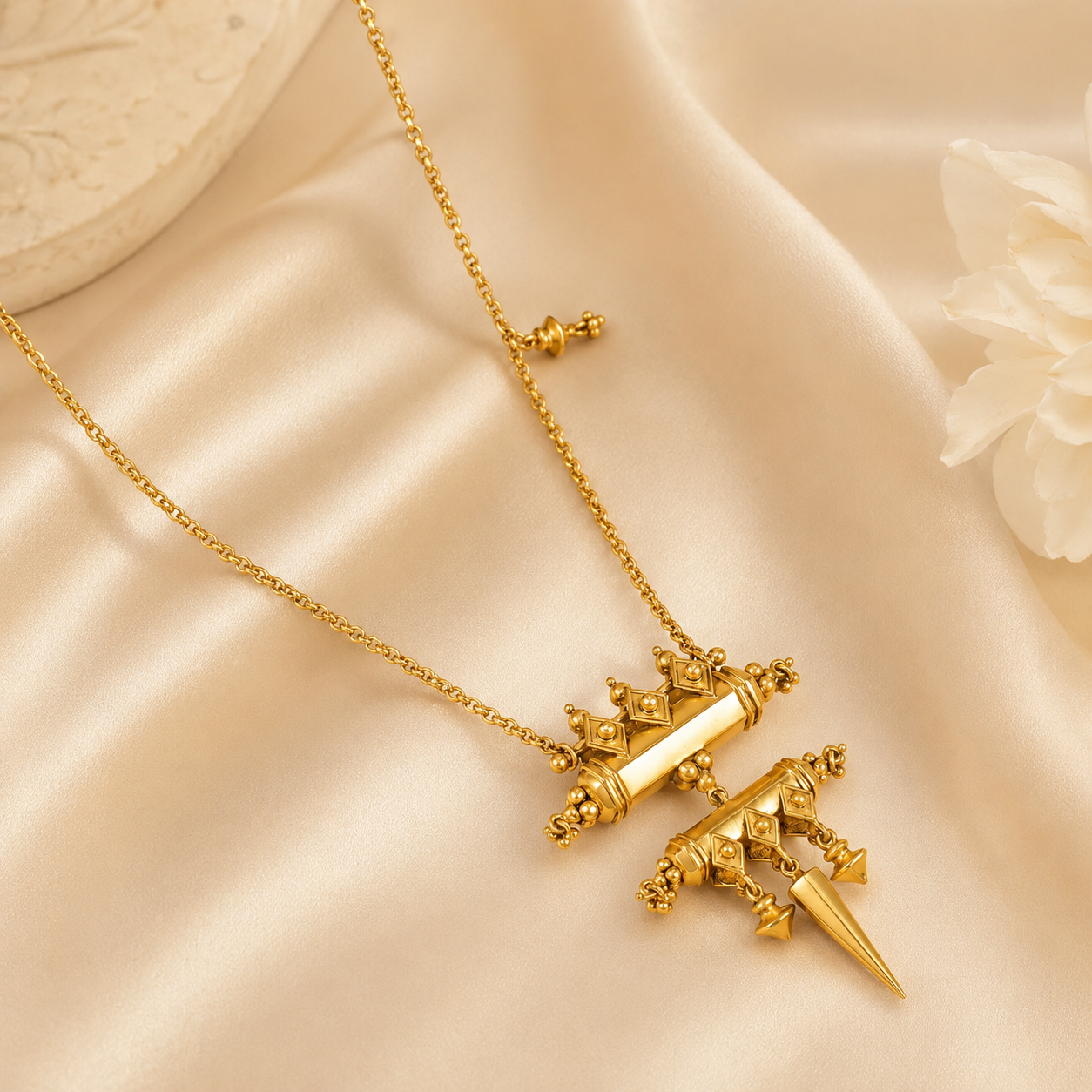 Tavisha Tribal Spike Silver Necklace