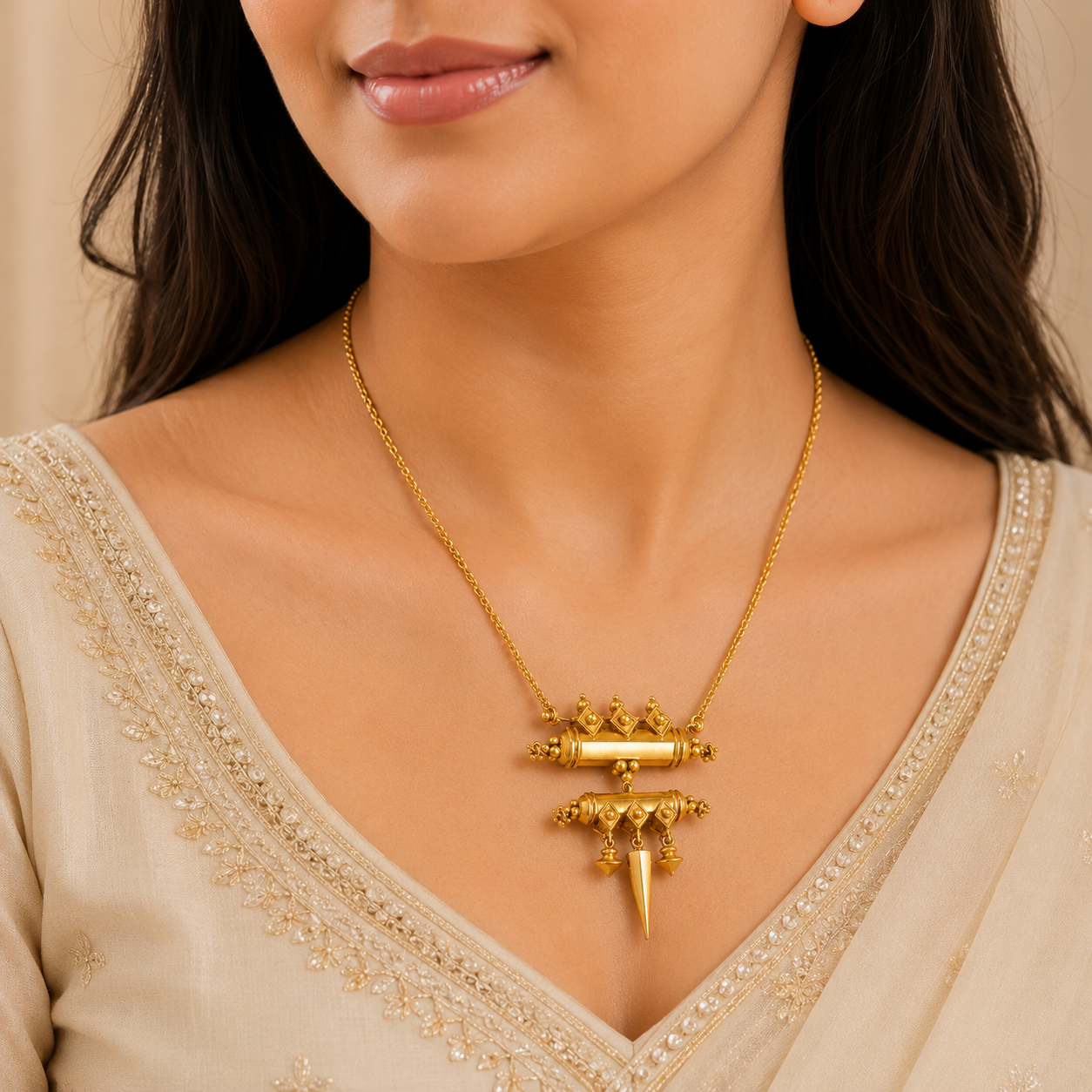 Tavisha Tribal Spike Silver Necklace