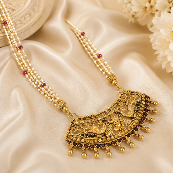 Mishti Antique Silver Long Necklace