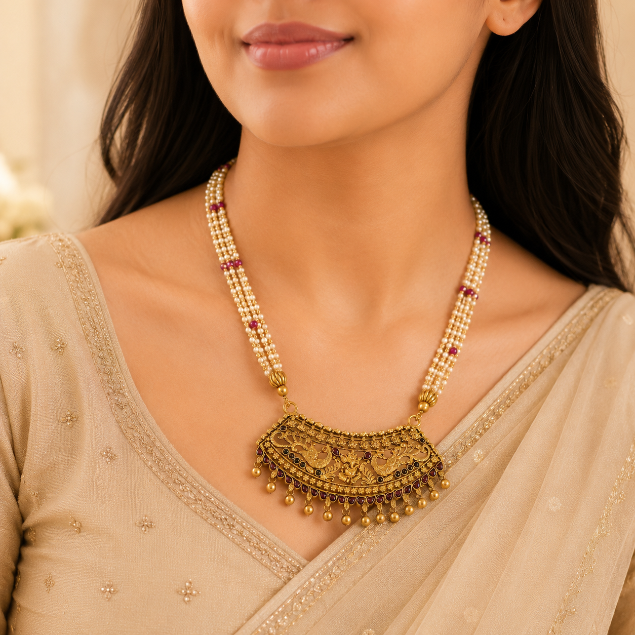 Mishti Antique Silver Long Necklace