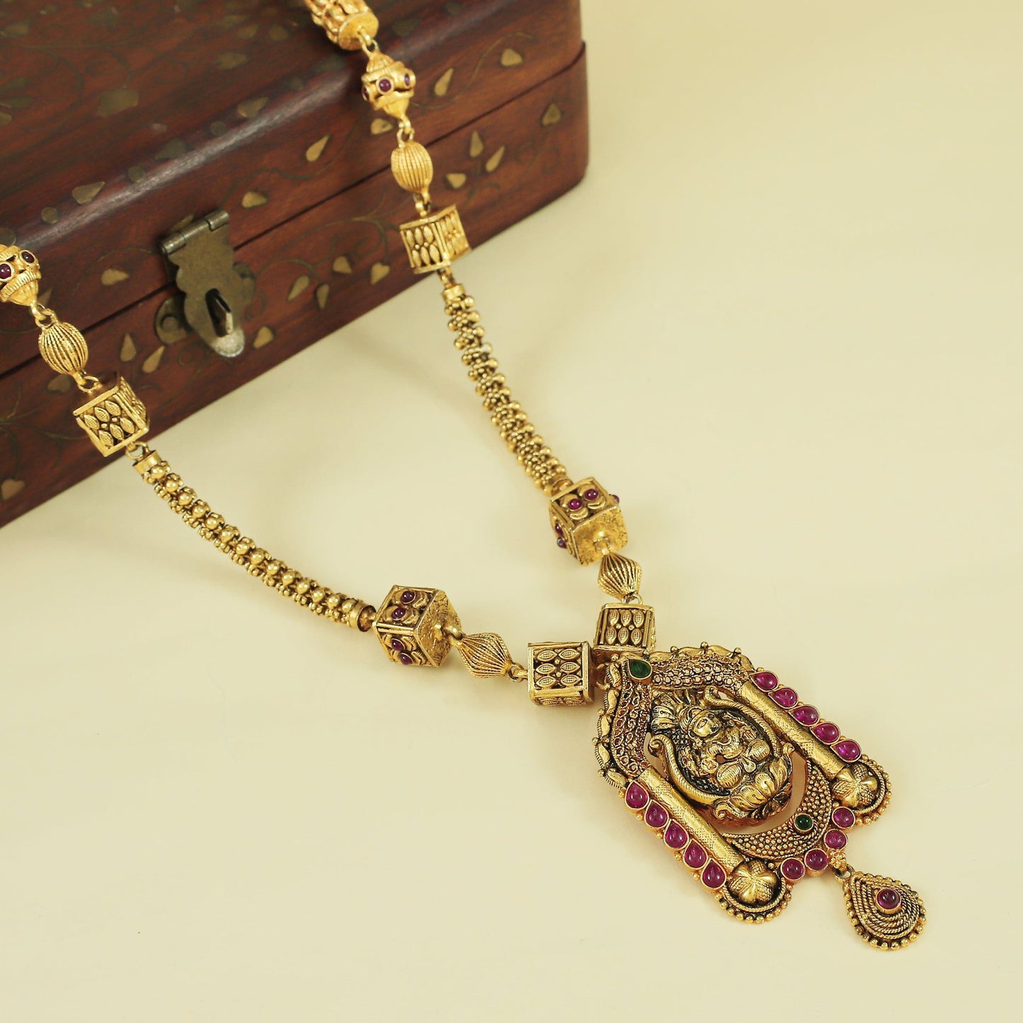 Anahita Gold Plated Deity Motif Silver Necklace