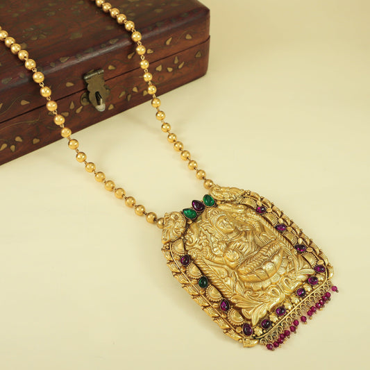 Suchi Gold Plated Silver Necklace With Deity Motif