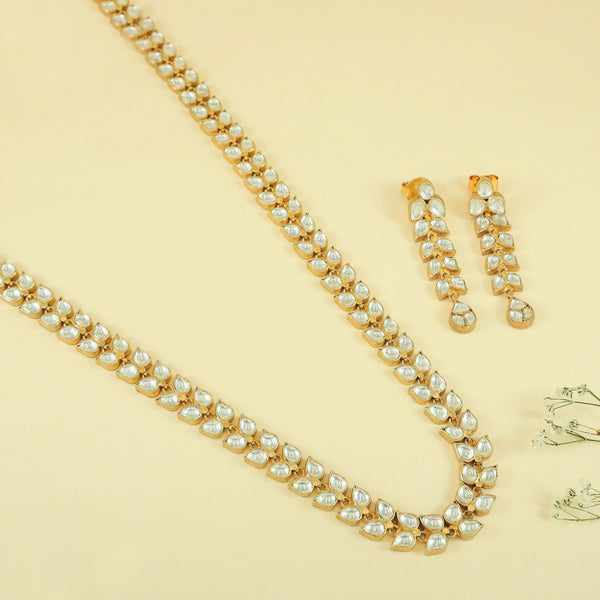 Kashvi Pearl Drop Silver Necklace Set