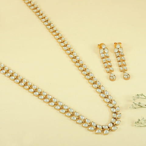 Kashvi Pearl Drop Silver Necklace Set