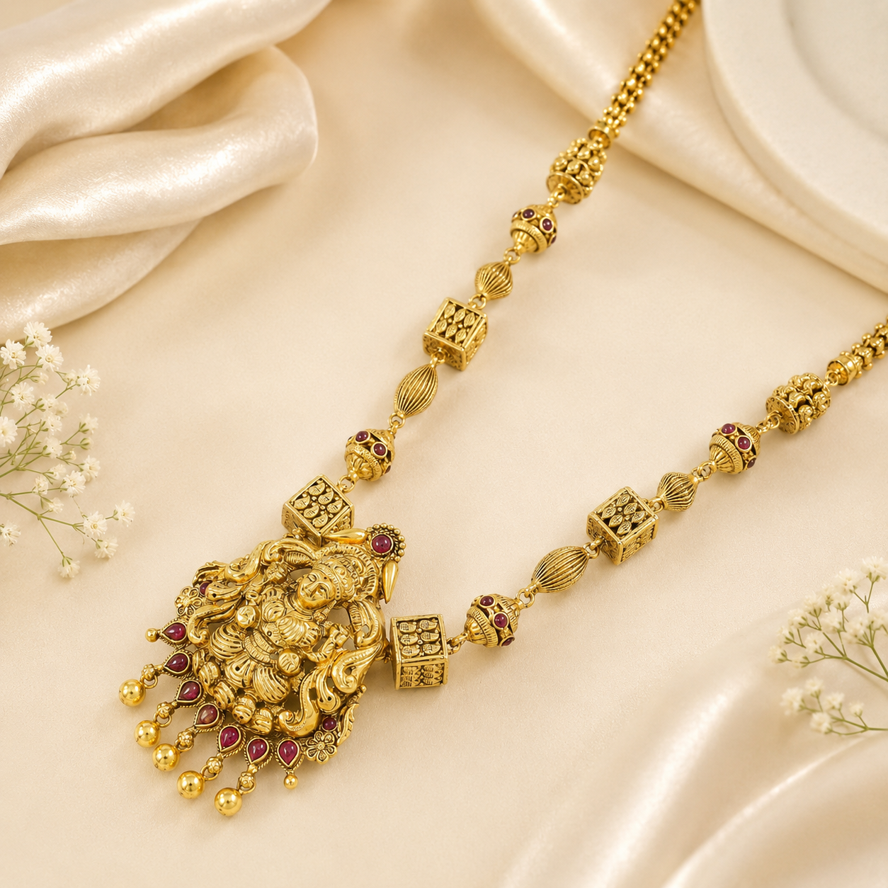 Lakshmira Temple Silver Necklace