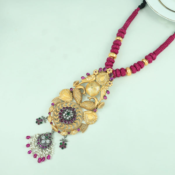 Mayurika Peacock Heritage Silver Necklace