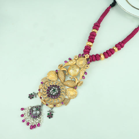 Mayurika Peacock Heritage Silver Necklace