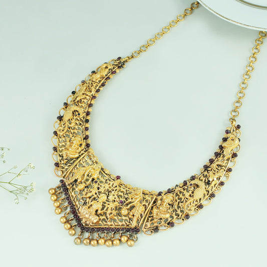 Miara Gold Plated Silver Necklace With Deity Motif