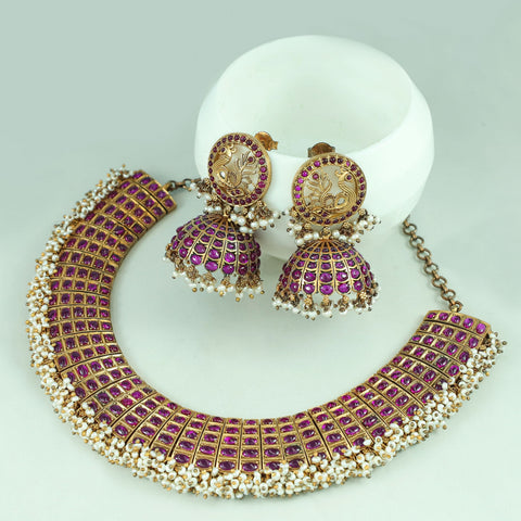 Ruhvika Pearl Silver Necklace Set