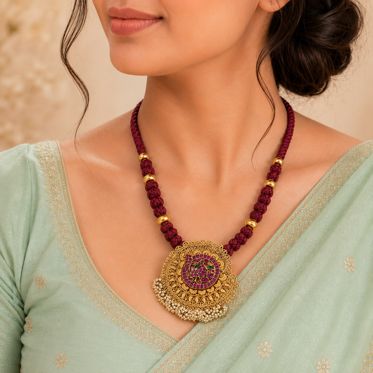 Divya Elegant Pearl Fringe Silver Necklace
