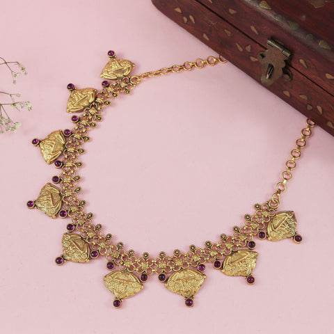 Intricate Floral Link Silver Necklace