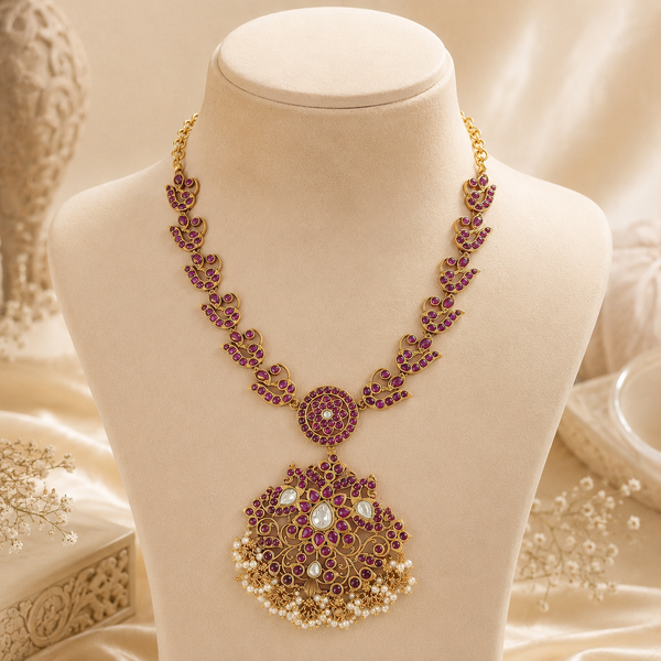Damini Intricate Kundan Silver Necklace