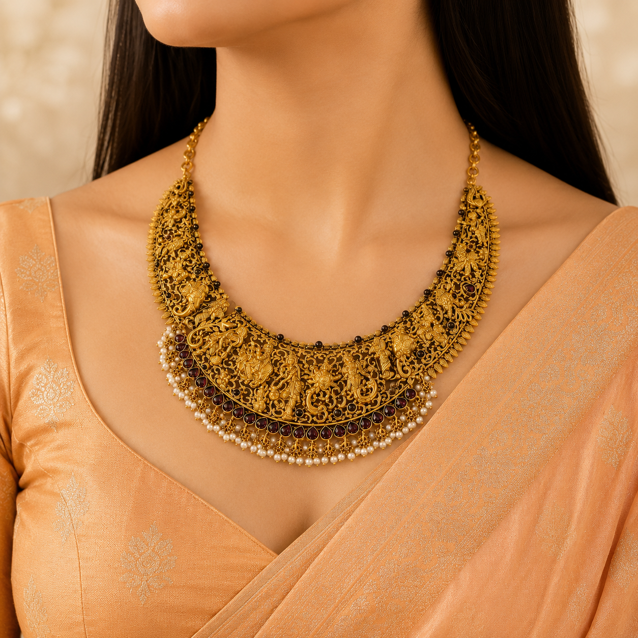 Devyani Antique Silver Necklace
