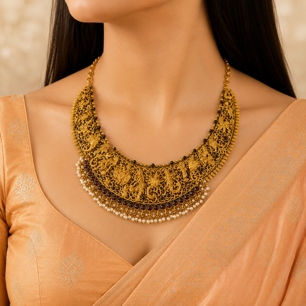 Devyani Antique Silver Necklace