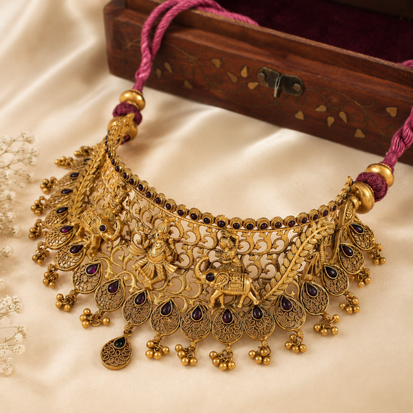 Anya Intricate Rajwadi Filigree Silver Choker