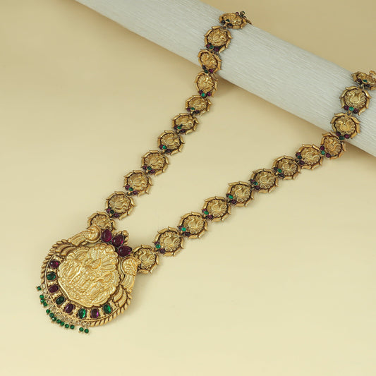 Mahima Gold Plated Silver Necklace With Deity Motif