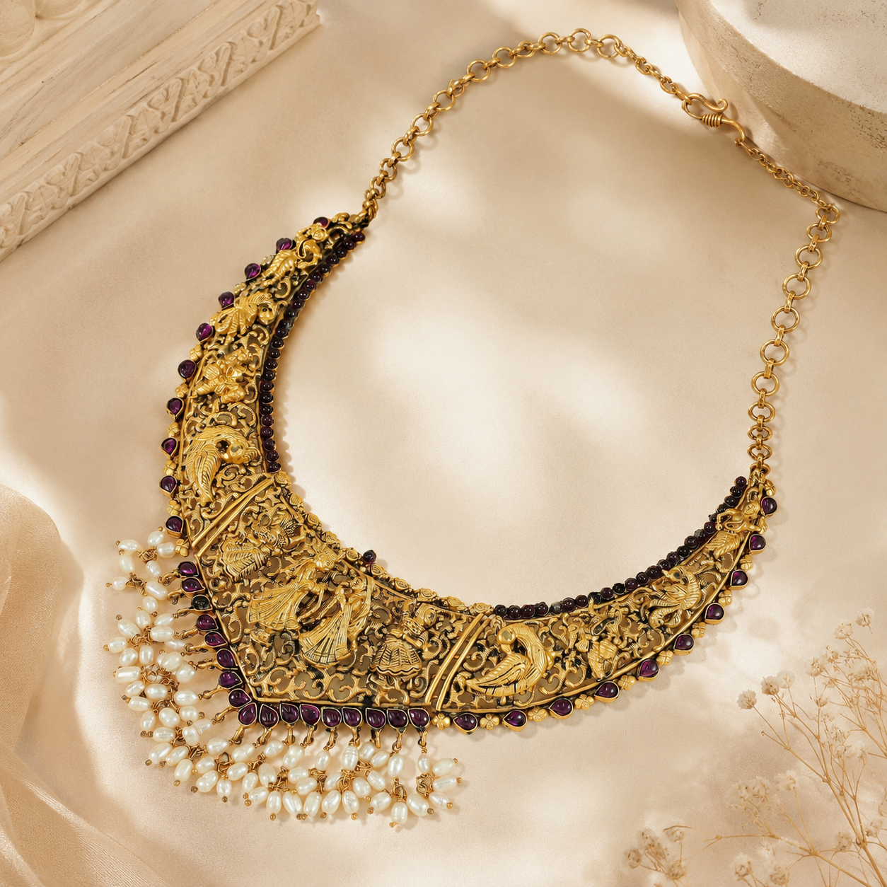 Bhavika Elegant Pearl Silver Necklace