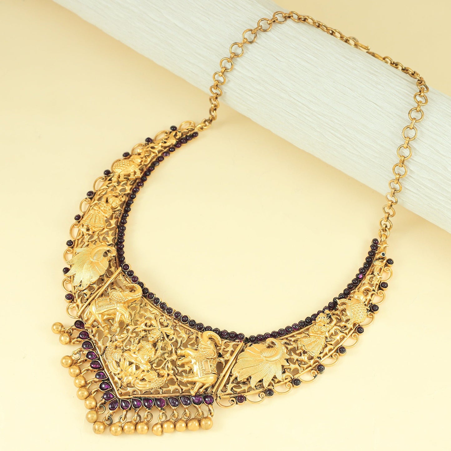 Sreesha Gold Plated Silver Necklace With Deity Motif